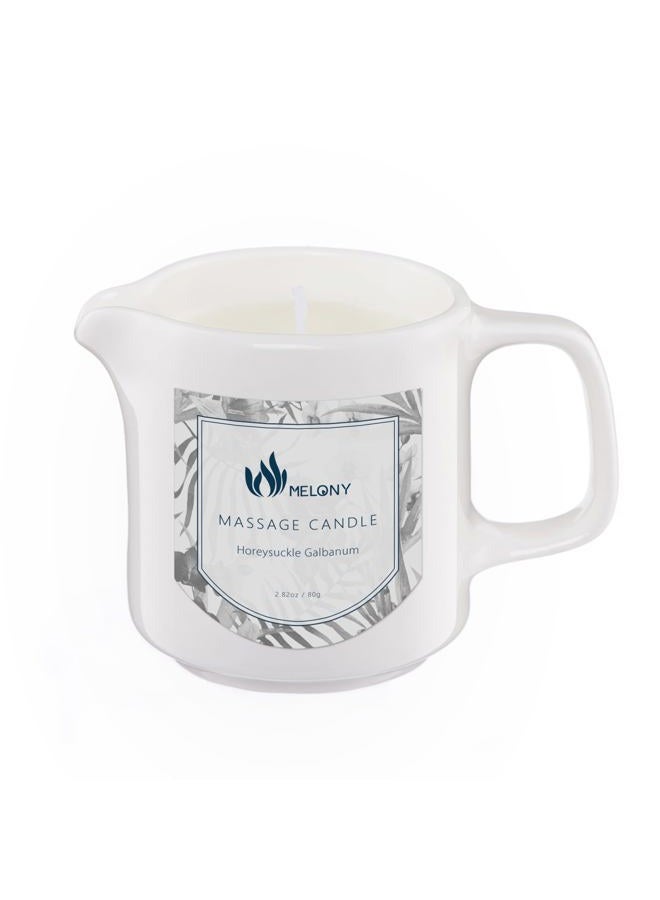 MELONY شمعة زيت المساج الطبيعية القابلة للأكل من فول الصويا، عطر زهر العسل والغالبانوم، 2.82 أونصة - Image 1